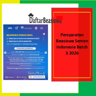 Persyaratan Beasiswa Semen Indonesia Batch 3 2026
