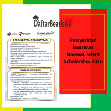 Persyaratan Beasiswa Bosowa Talent Scholarship 2026